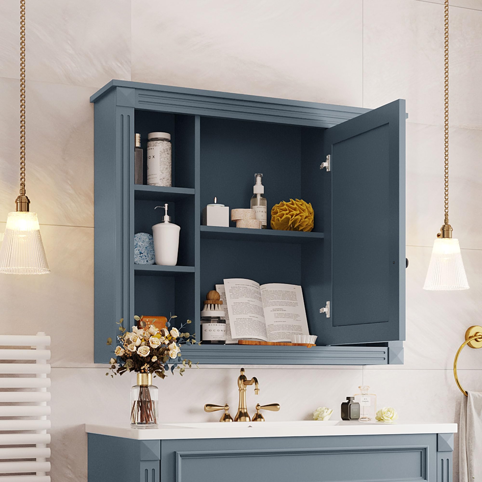 Merax Modern 36 Inch Wall Mounted Bathroom Cabinet with High Definition Mirror