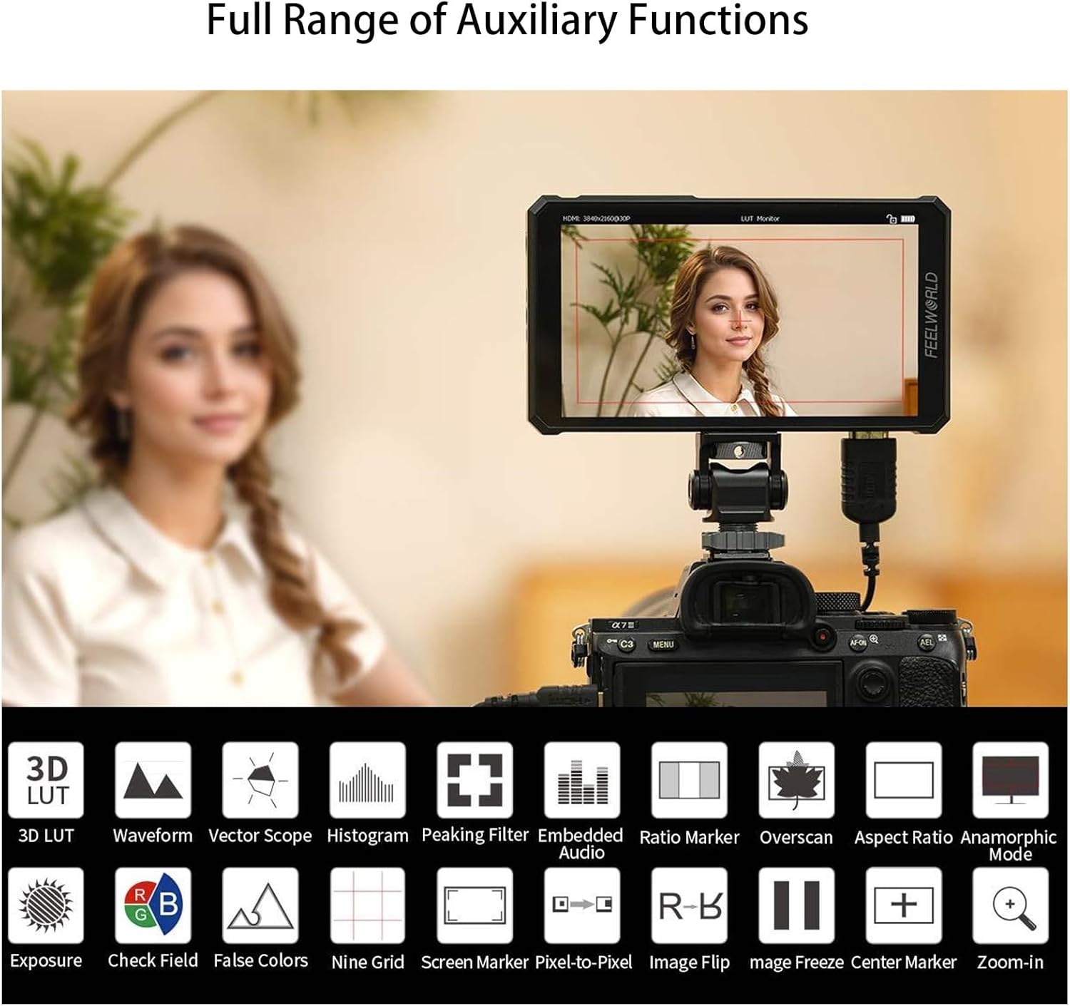 FEELWORLD PS6 5.5" OLED Touch Screen Camera Monitor, 4K HDMI Auto Vertical/Horizontal Perfect for TikTok Instagram Vertical Shoots