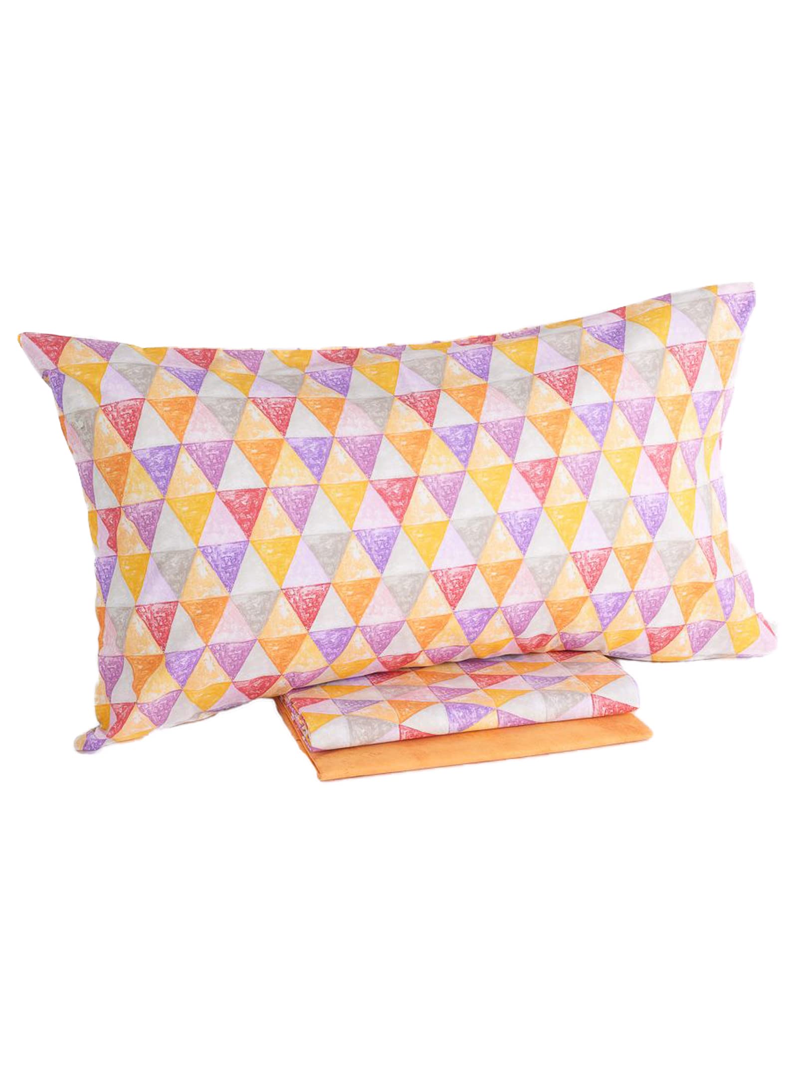 Parure de lit simple Triangoli drap housse motif imprimé géométrique