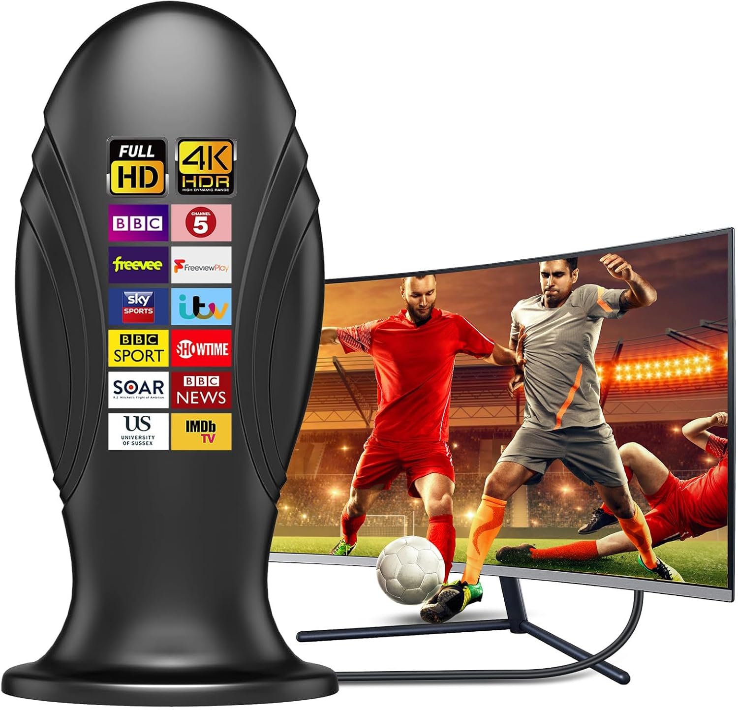 TV Aerial Indoor TV Aerial 120+ Miles Range Digital Freeview TV