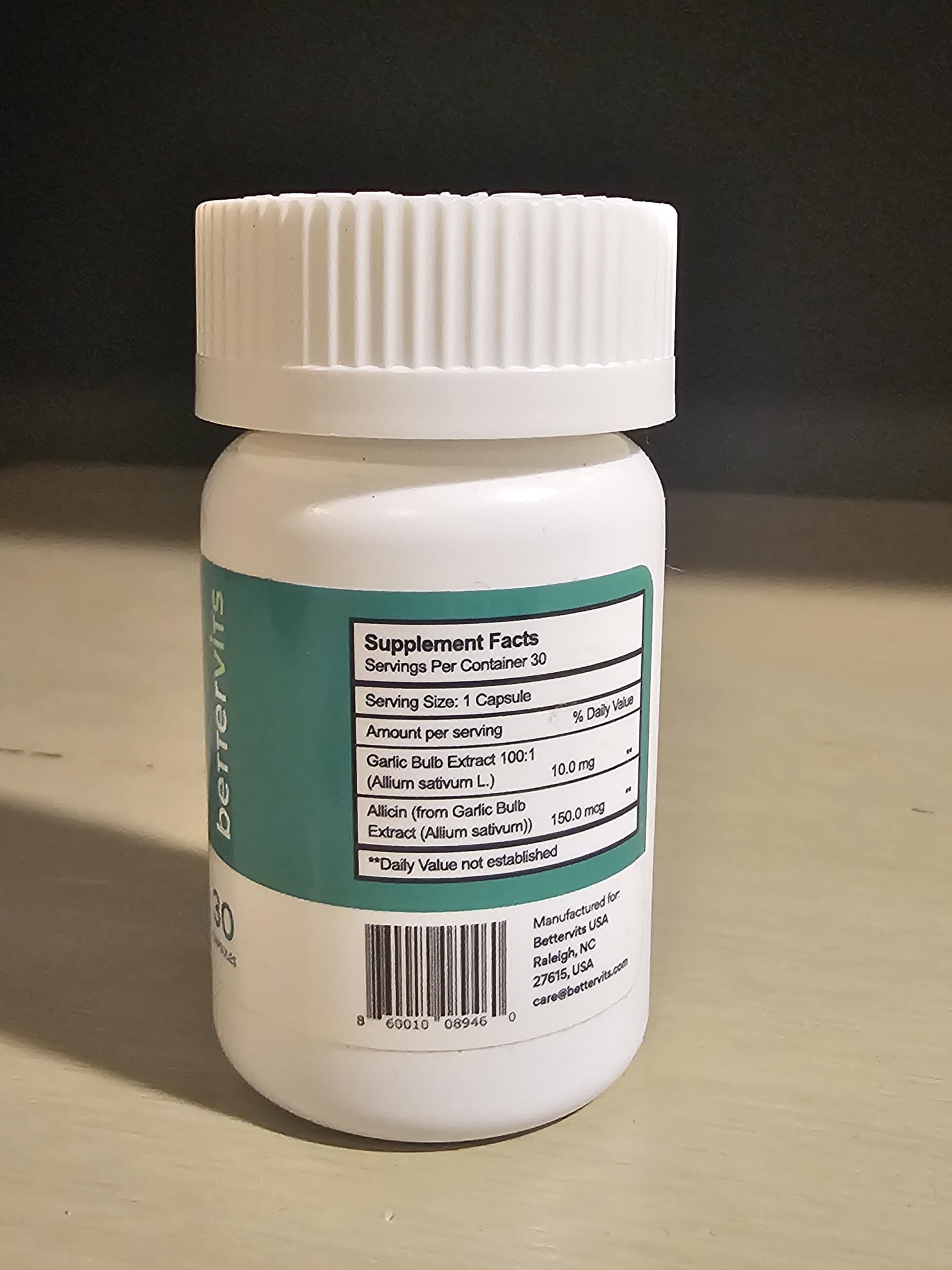 Bettervits Garlic Supplement 1000mg, Odorless Allicin Pills | 30 Capsules — Amazon image 7