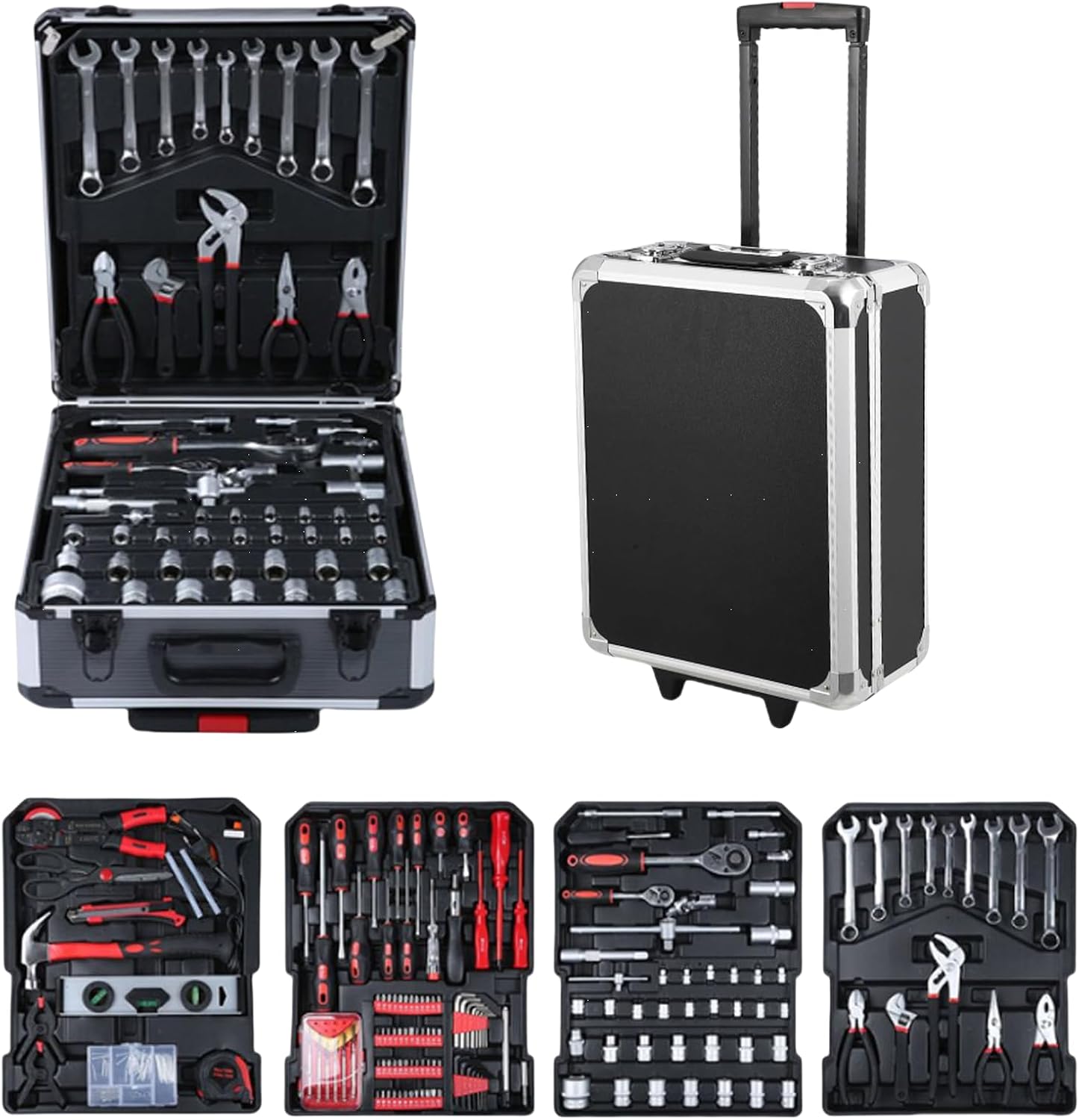 Kit de Herramientas 800 Piezas, Maletín de Aluminio, Negro