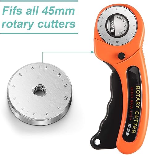 Miniatura 4 de Mudder Cuchillas de corte rotativas de 1.77 pulgadas, paquete de 30 cuchillas giratorias de repuesto compatibles con Olfa, compatibles con Fiskars