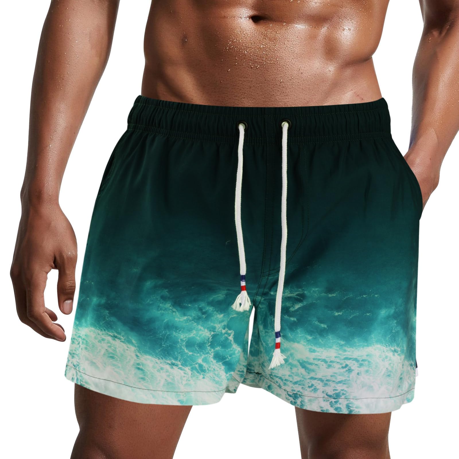 Danfiki Pantaloncini Costume da Bagno Uomo Asciugatura Veloce Calzoncini da Beach Costume da Bagno Fodera Rete con Taschino e Coulisse Trunks