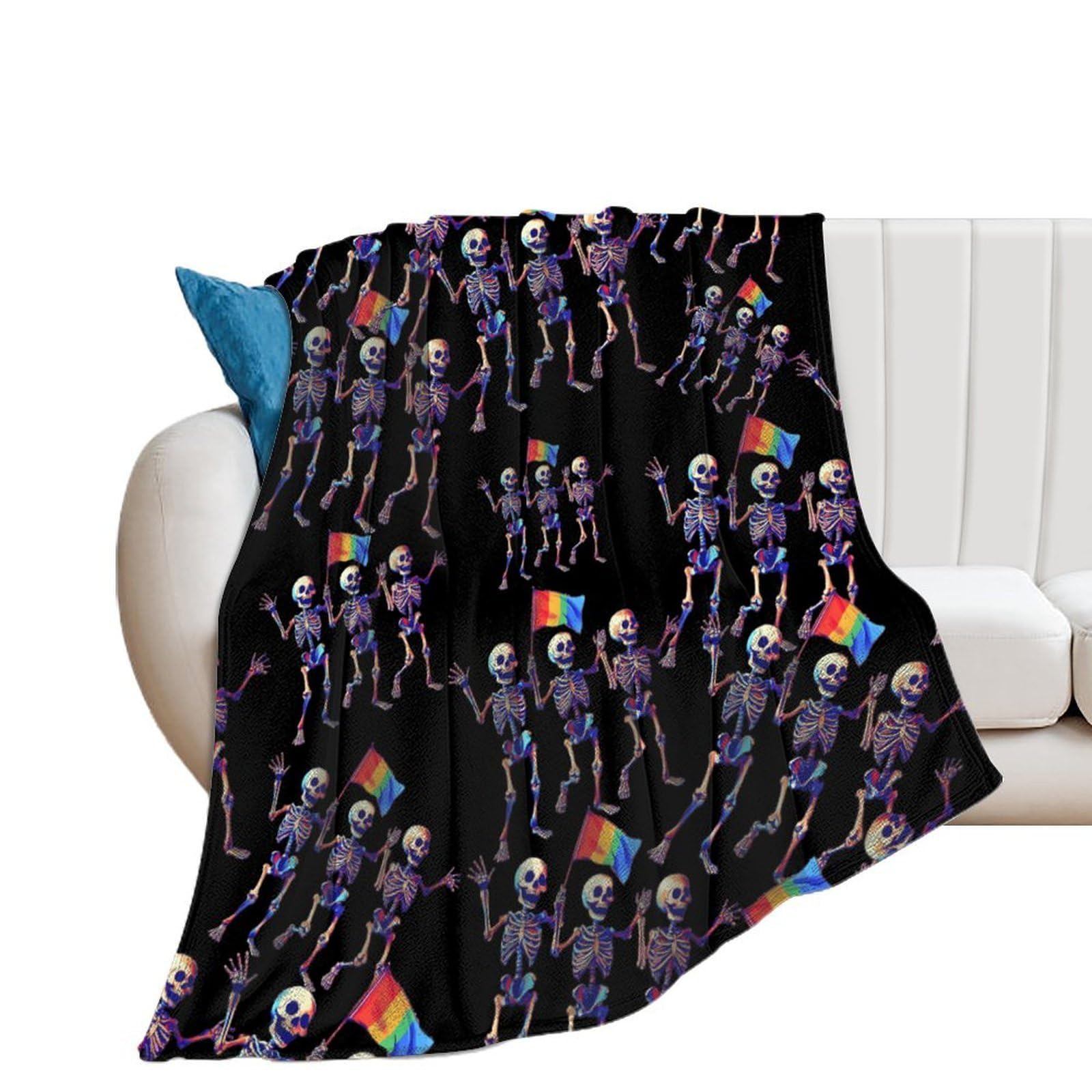 OUTBDNVFSA Skeletons Gay Lesbian LGBT Throw Blanket Lightweight Summer Blankets for Bed Sofa Camping Travel