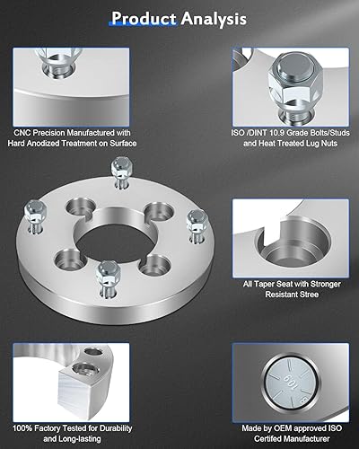 Miniatura 6 de ECCPP 4 adaptadores de rueda de 4 lengüetas de 1 pulgada 4x110 a 4x156 12x1.25 2.913 in para 2007-2016 para Honda Rancher 420 adaptadores de rueda