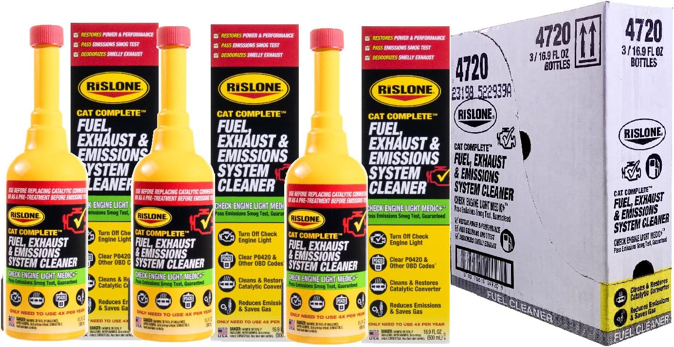 Rislone 4720 Cat Complete Fuel, Exhaust and Emissions System Cleaner, 16.9 oz, 3-Pack