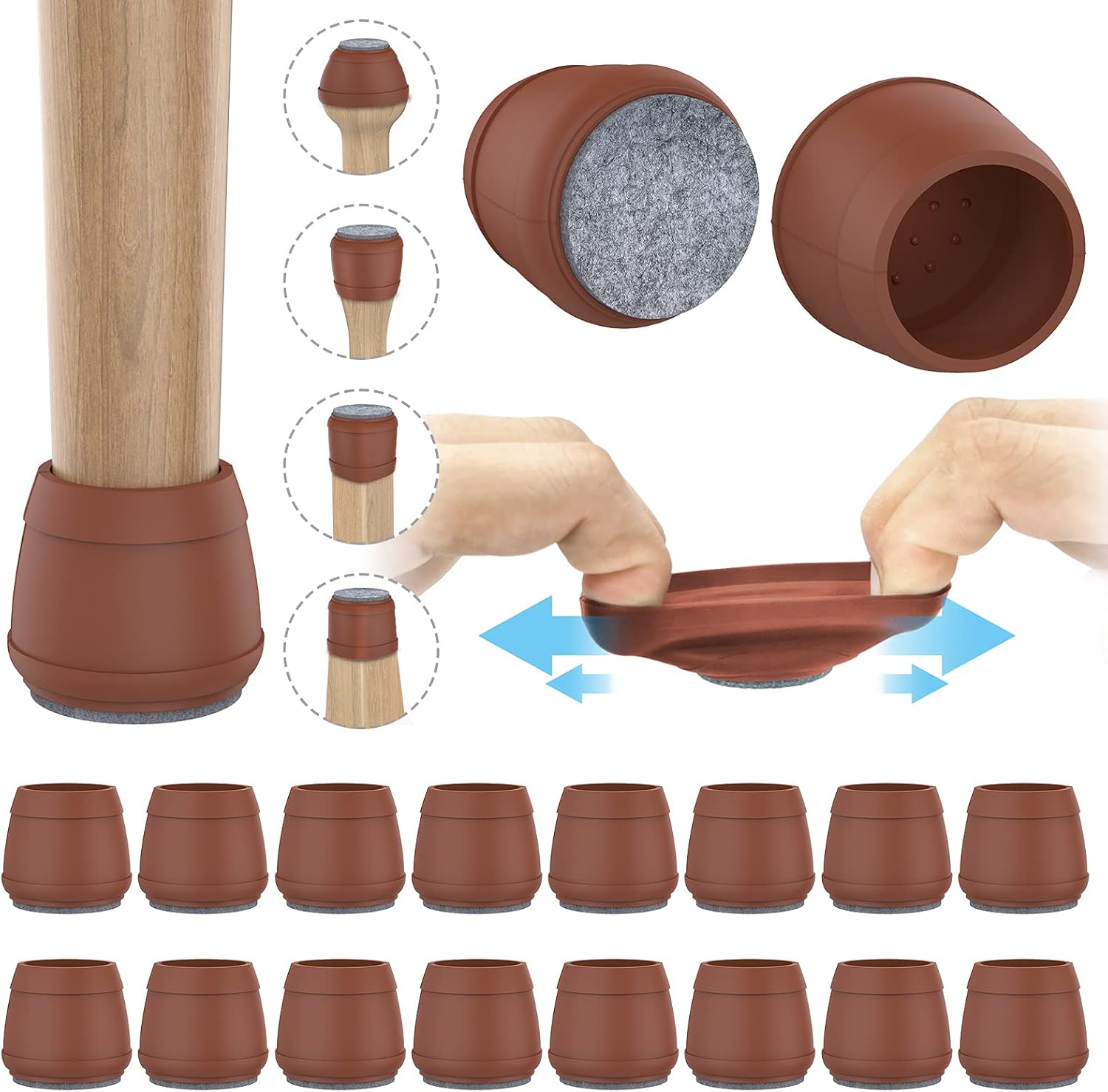 Runinto RUNINTO 16PCS Chair Leg Protectors for Hardwood Floors
