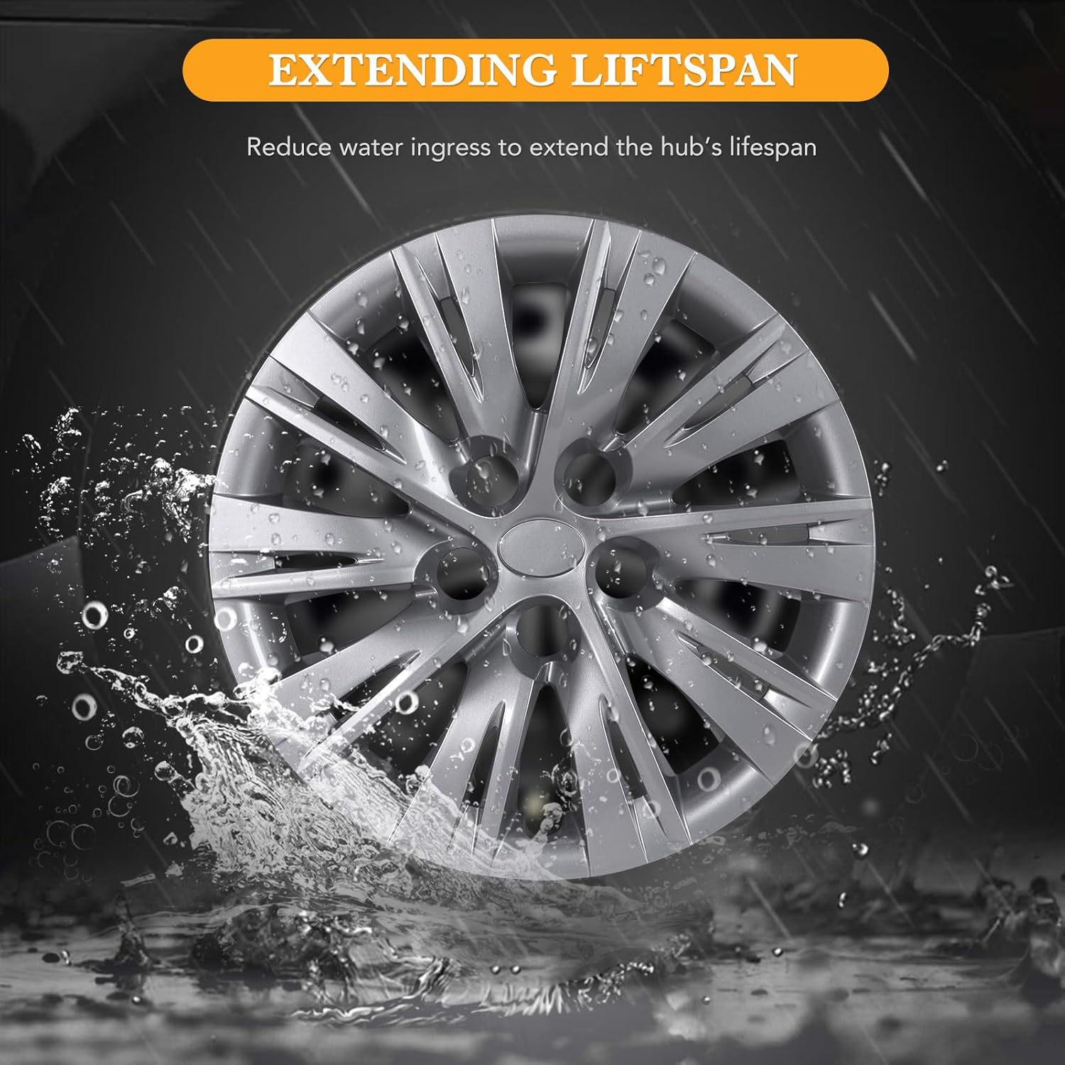 16" Premium Wheel Rim Covers for 2012-2014 Toyota Camry/Camry Hybrid, Set of 4 Hubcaps, ABS&PC Material Hub Protection Accessory,Snap-on Replacement Caps for Car-16 Inch Silver Lacquer