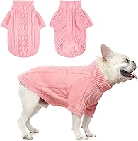 Vista 29 de BEAUTYZOO Suéter para perro pequeño - Cuello alto, suéter clásico de punto trenzado, abrigo de invierno suave, ropa para clima frío para perros