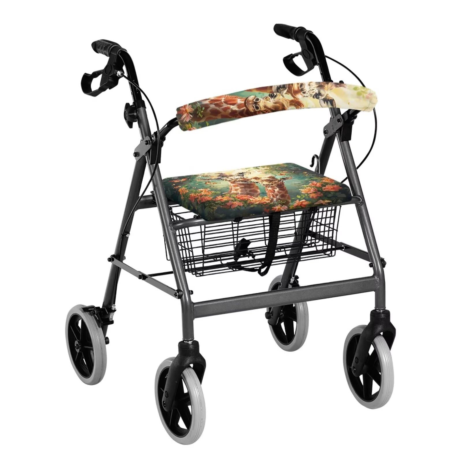 Giraffe Garden Rollator Walker Seat and Backrest Covers Universal Accessories for Rollator Walkers Soft Stylish Walkers for Seniors with Seat Cover for Ladies