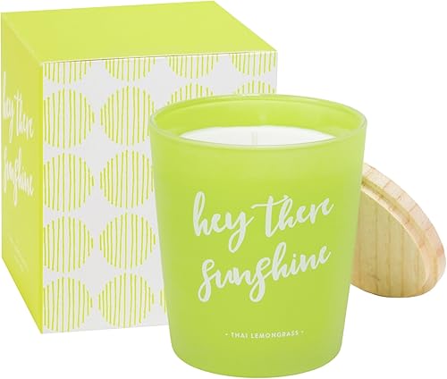 Eccolo - Vela perfumada de hierba de limón tailandés, cita Hey There Sunshine, caja de regalo a juego, fabricada en España, 7.5 onzas
