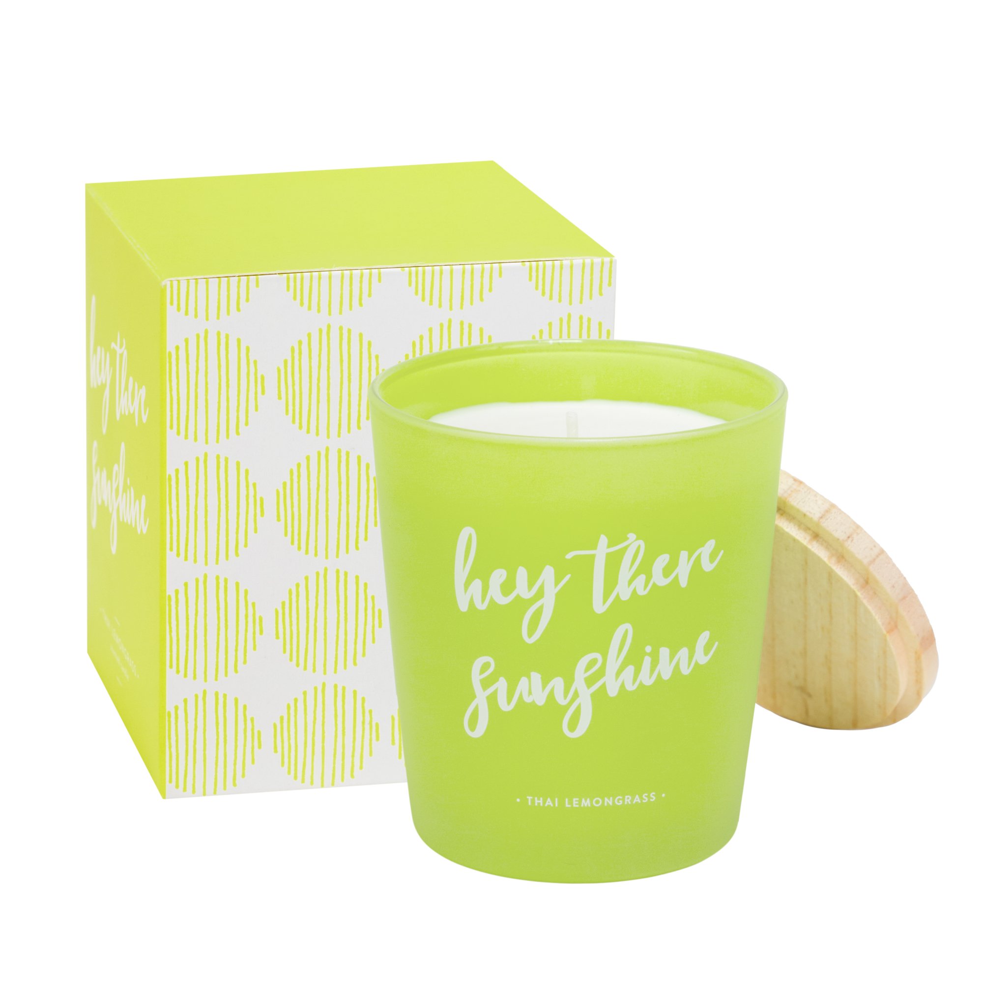 Eccolo Thai Lemongrass Scented Candle, Hey There Sunshine Quote, Matching Gift Box - Made in Spain 7.5 Oz