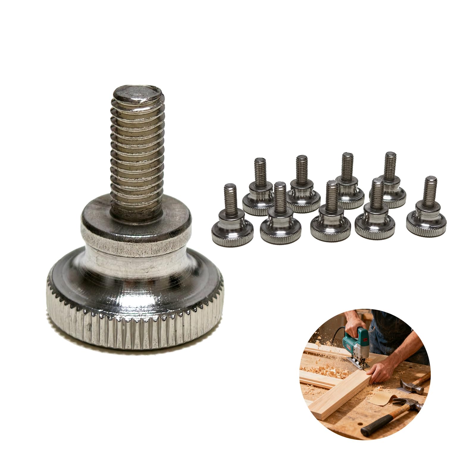 Viti zigrinate M5 x 12 mm in acciaio inox, testa piatta zigrinata per un facile serraggio a mano, viti per pollice, per mobili, macchine, fai da te, set di 10 viti M5