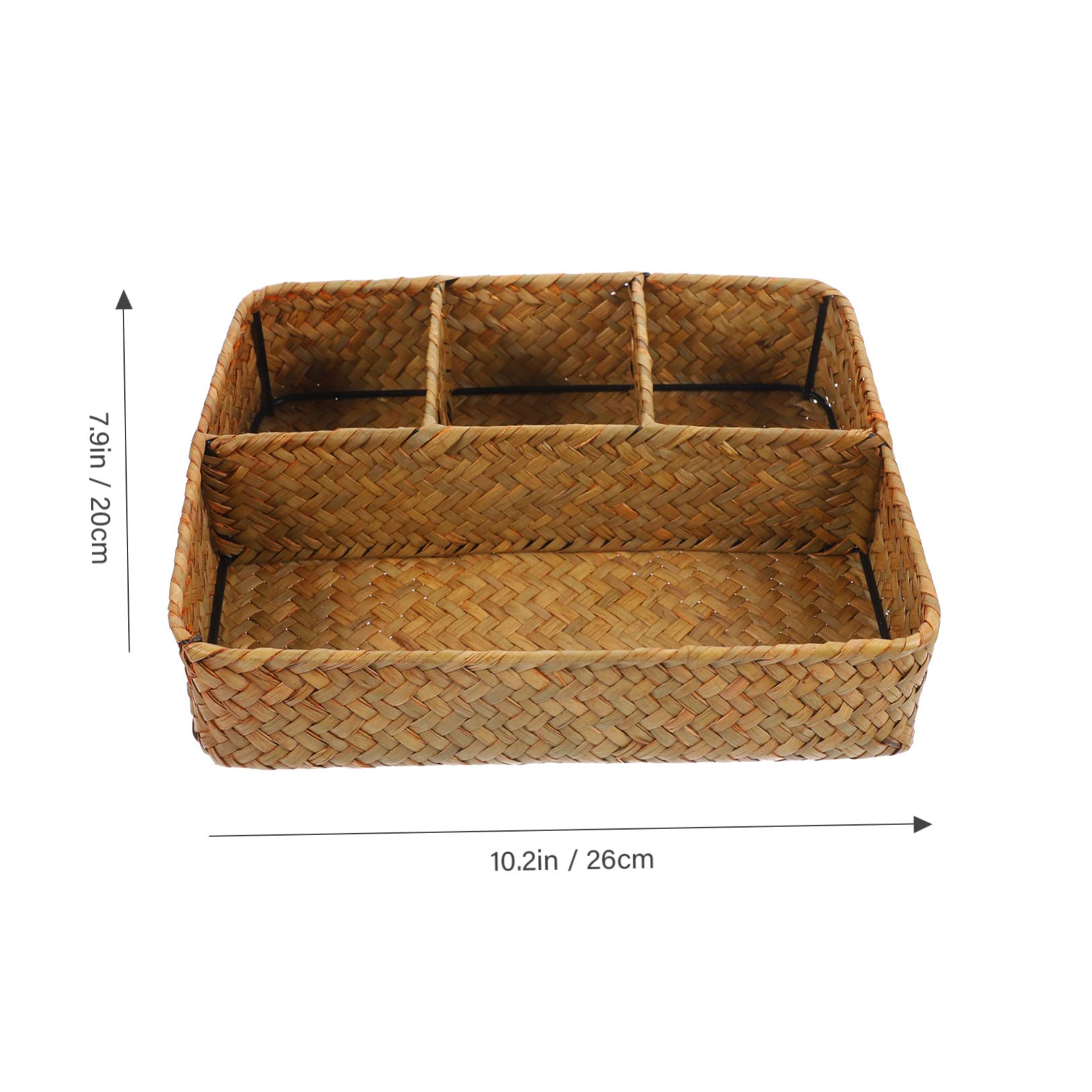 CIYODO Desktop Storage Basket Coffee Container Cosmetic Basket Seagrass Storage Basket Woven Baskets Wicker Storage Baskets Woven Hamper Small Storage Basket Wicker Basket Seaweed Yellow