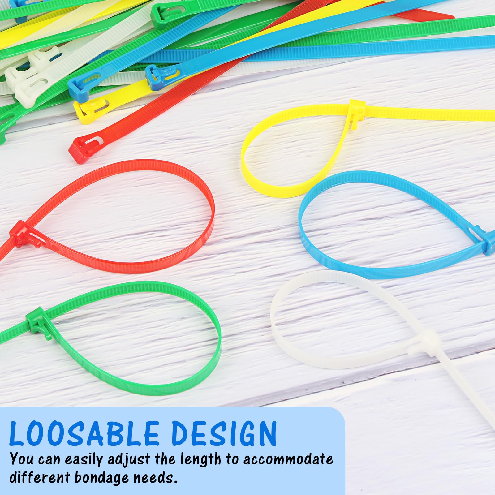 JRJRN 100Pcs Cable Ties Coloured Mixed, 300mm X 8mm Strong Nylon Zip Ties - Image 4