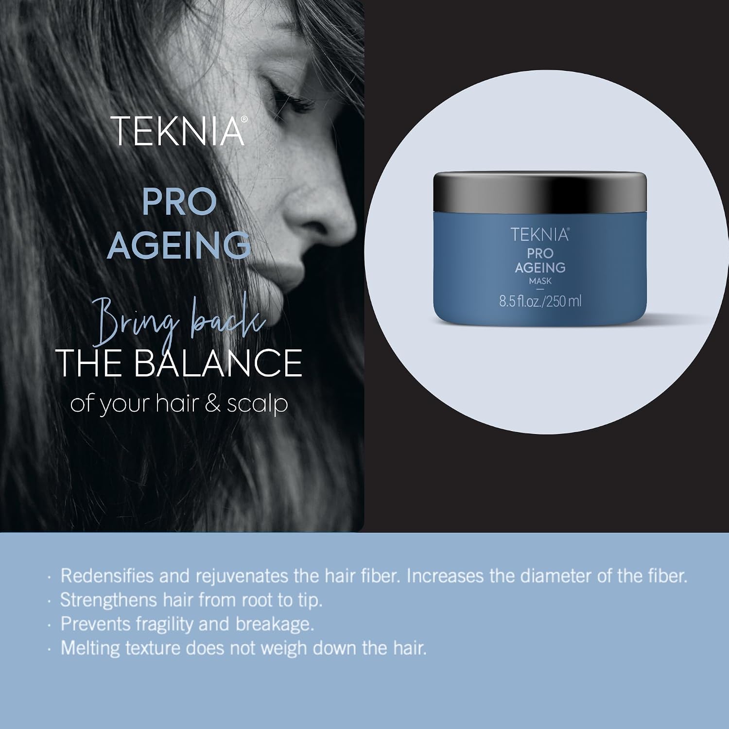 Lakmé Teknia Pro-Ageing Mask, Amino Acid Enhanced Strengthening Hair Mask for Rejuvenating Hair, 8.5 Fl Oz