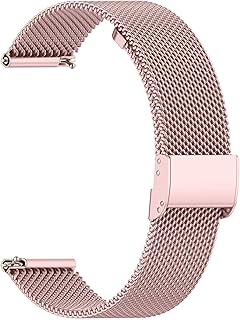 [AGUPERFIT] 時計バンド 20mm 22mm 通気性 柔らかい ステンレスメッシュ クイックリリース ベルト 普通時計とスマートウォッチに対応 (20mm, ローズピンク)
