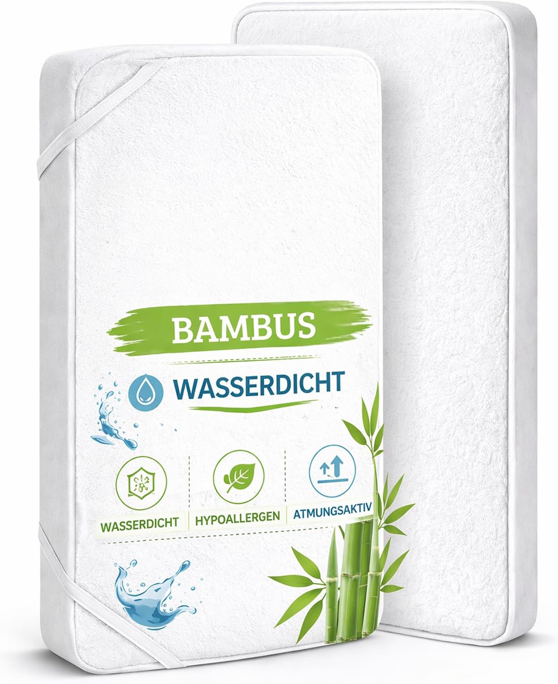 Flyideas Wasserdichter Matratzenschoner Babybett 80x160 cm, 2 STK. Zertif. Bambus - Matratzenschutz Betteinlage Babybettchen