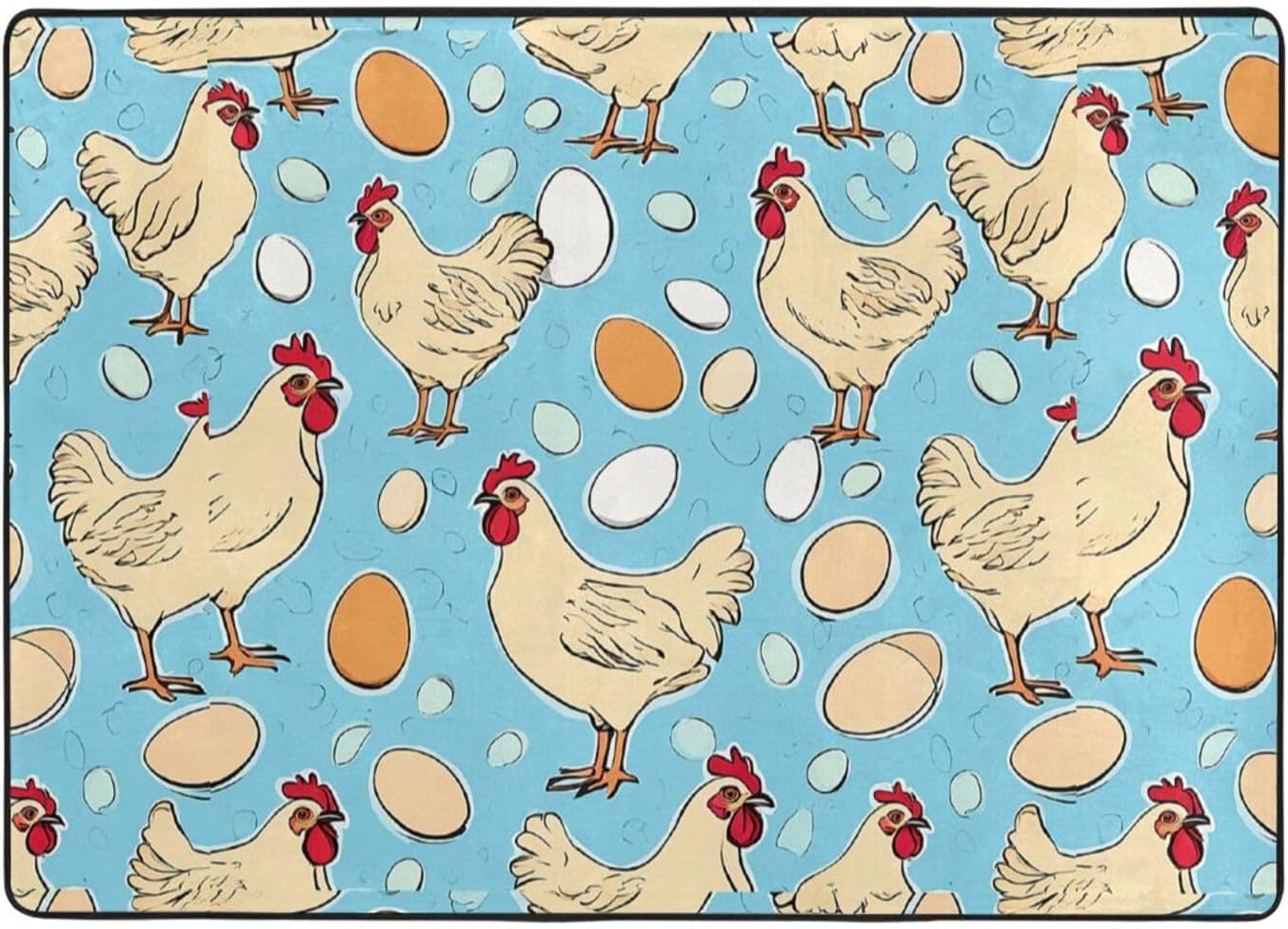 Flannel Non-Slip (Creative Cartoon Chicken) Rug Pad 80×50in Soft Washable Protective for Hardwood Floors Bedroom Bathroom Living Room