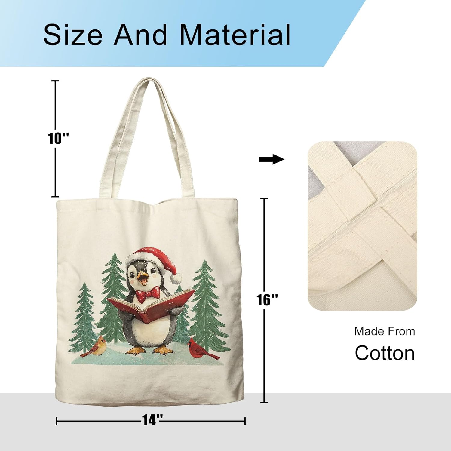 Dlzdn Christmas Penguin Tote Bag Winter Reusable Shopping Grocery Bag Beach Bag Birthday Gifts for Women Teacher - Image 6