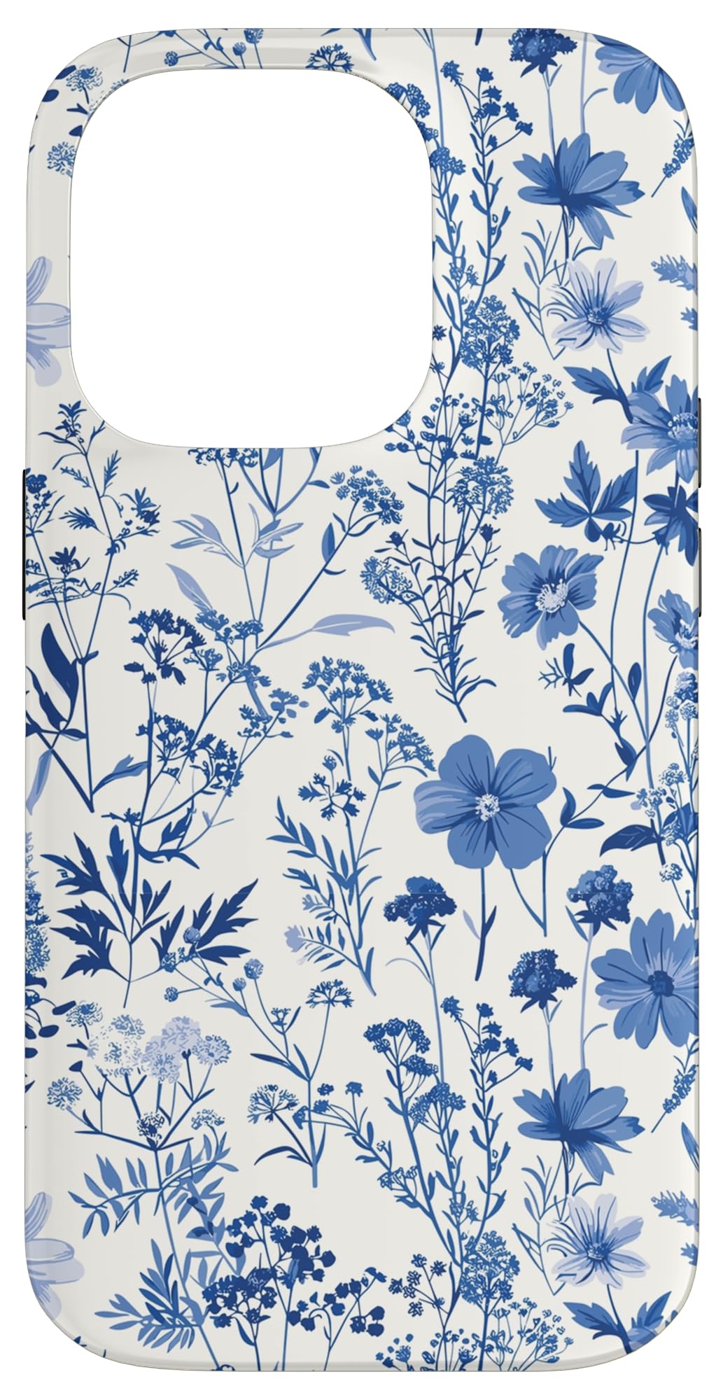 Blue Wildflower Toile, Vintage Floral Seamless Art Case for iPhone 14 Pro