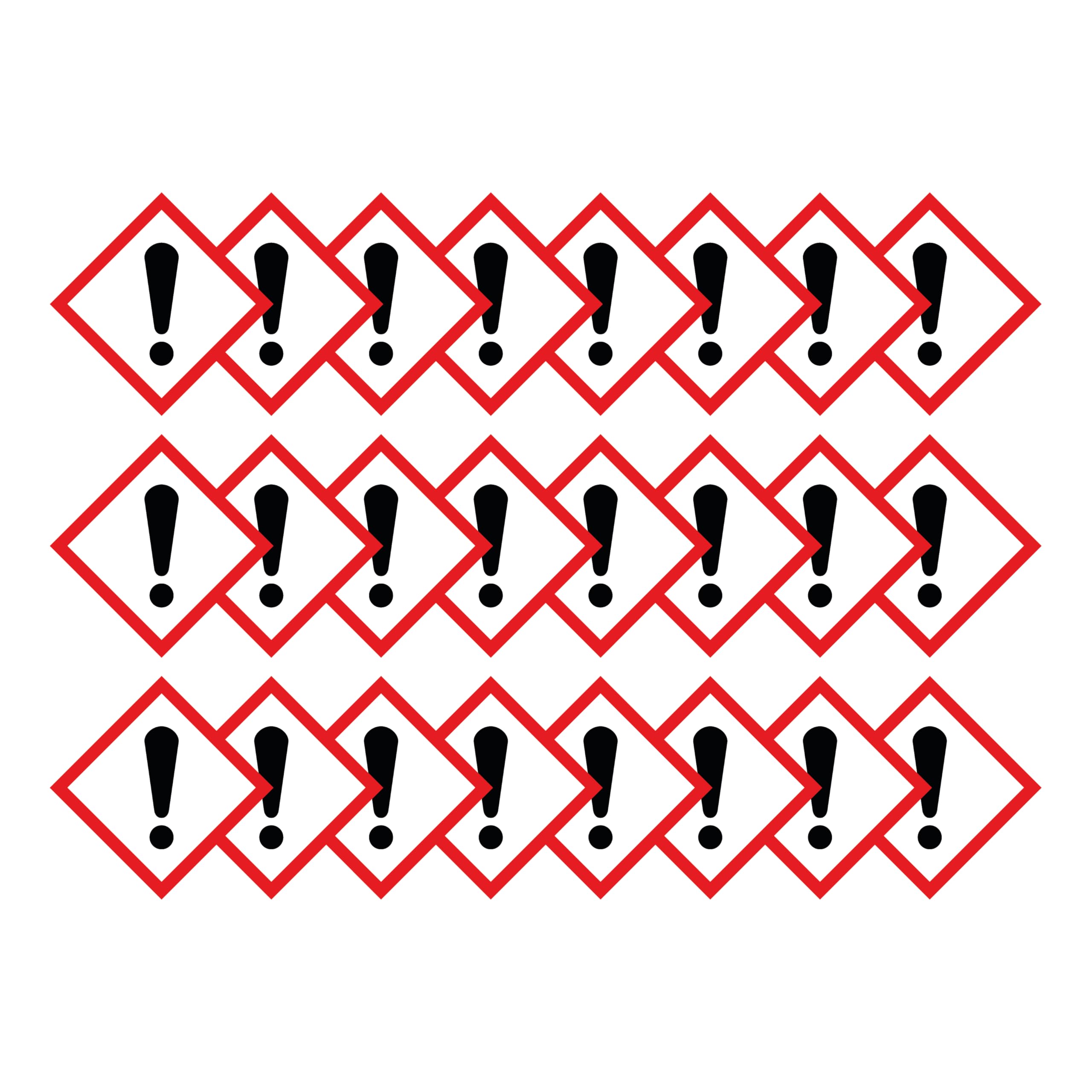 Warning Hazard Diamond Multi Pack 100mm x 100mm Strong Adhesive Vinyl Stickers for Safety (24)
