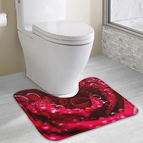 Amazon 水滴の赤い花 水を吸い上げるトイレラグ カスタマイズされたアートワークプリント バスルームカーペット ラグ バスマット 15 8 X 19 3インチ 浴室足ふきマット ホーム キッチン オンライン通販