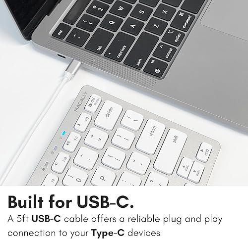 Miniatura 3 de Macally Pequeño teclado USB C - Teclado Apple con cable compatible con Plug & Play para Mac Mini, MacBook ProAir, iMac, iPad, Windows, Chromebook