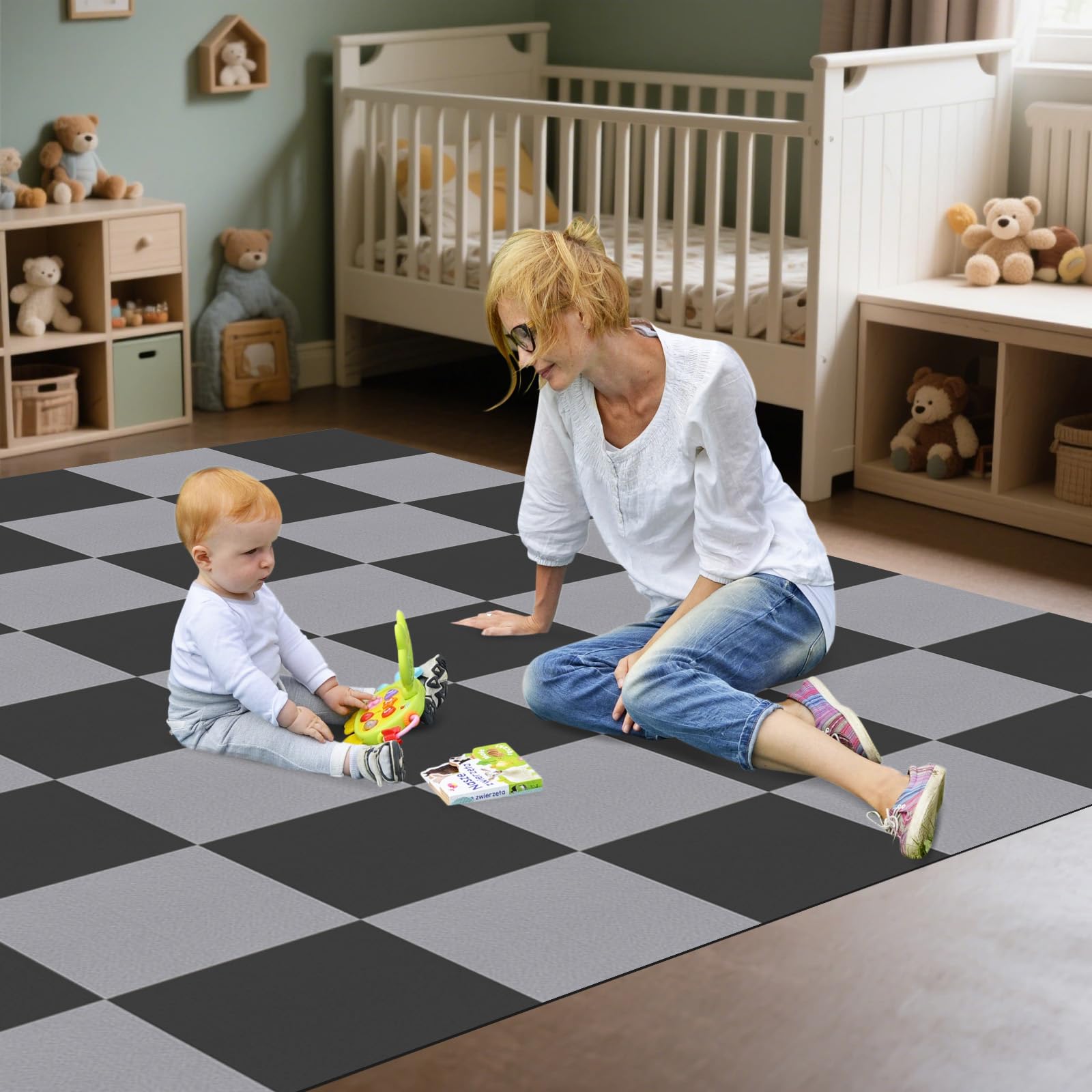 Teppichfliesen 50x50cm Teppichfliesen Selbstklebend - 10 Stück Set - 2.5m² - Teppichboden, Teppich Fliesen mit Rückendeckung, Strapazierfähiger Teppich Bodenbelag für Wohnung,Büro,Gewerbe, Hellgrau