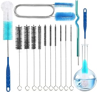 12 Pack Glass Tube Pipe Cleaner Set, 17 Inch Long Handle Nylon Brush for Neck Bottle, 8.2 Inch Various Diameter Tube Straw With Hook, 35 Inch Flexible Double Ended Hose Cleaner
