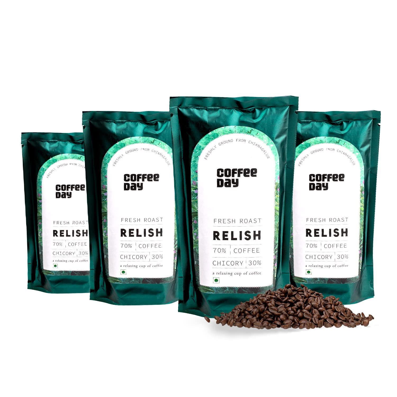 Cafe Coffee DayRELISH 200 gm each (Pack of 4) | Filter Coffee Powder | 70% Coffee & 30% Chicory, Medium to Dark Roast | South Indian Filter Coffee Powder| Freshly Roasted Ground Coffee Powder from Chikmagalur estates