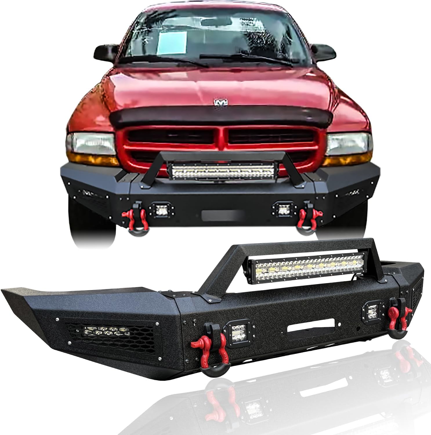 TIOYAR Front Bumper Compatible with 19972004 Dodge Dakota