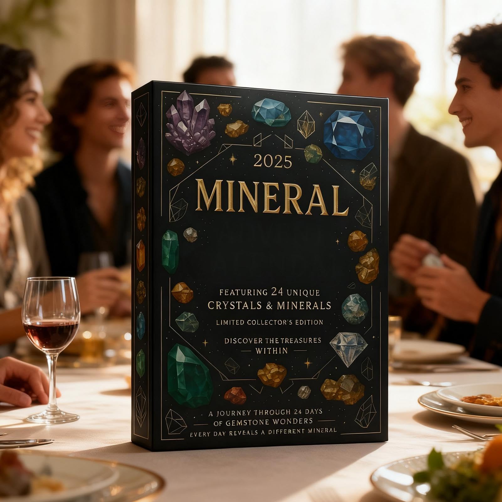 Calendario de Cuenta Atrás para Navidad 2025 24 Días Accesorios Planos | Calendario De Adviento Con Tema Mineral Para Navidad Para Familia Amigos Niños Adultos Árbol Repisa