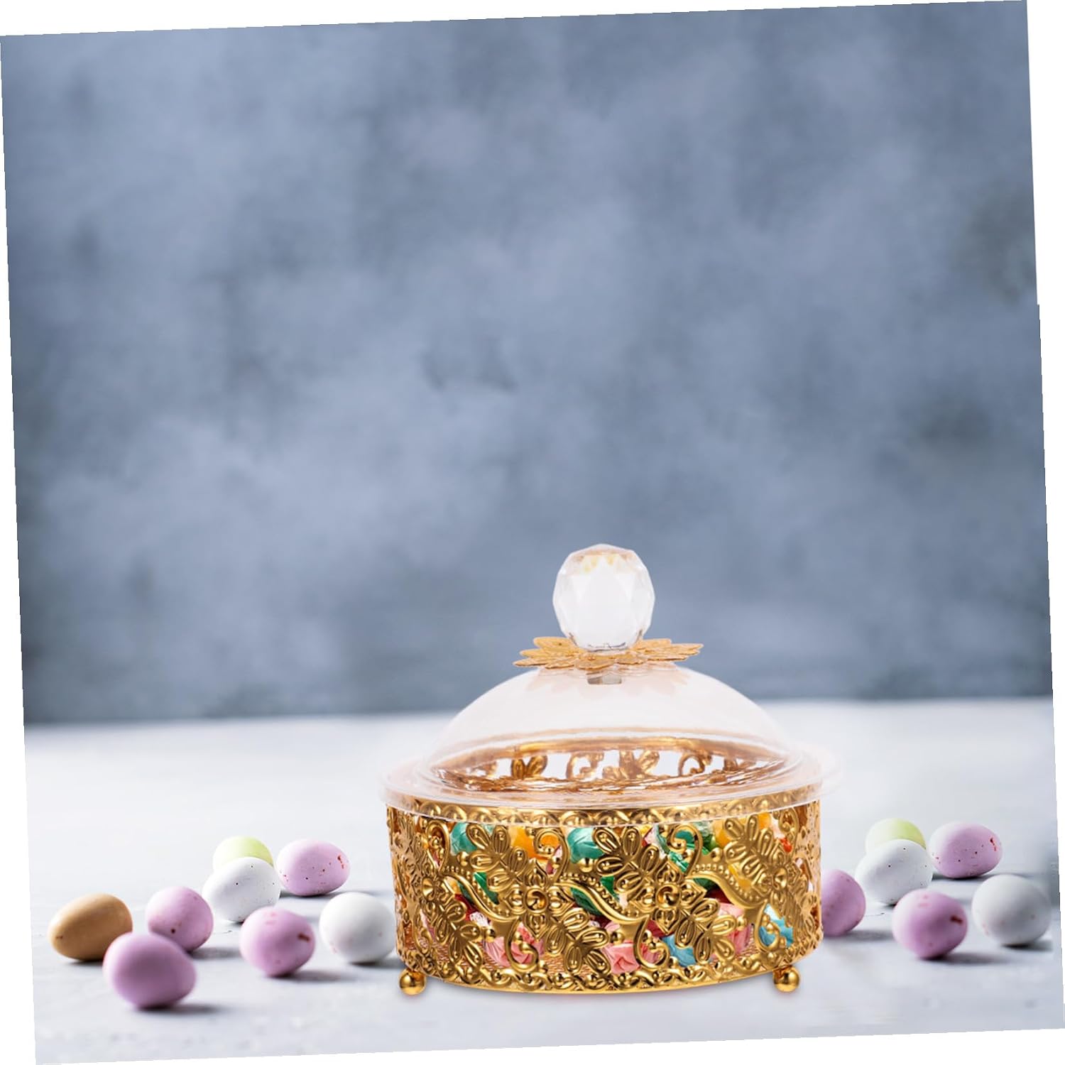 Ciieeo European Style Candy Box with Lid, Acrylic Alloy Treat Server