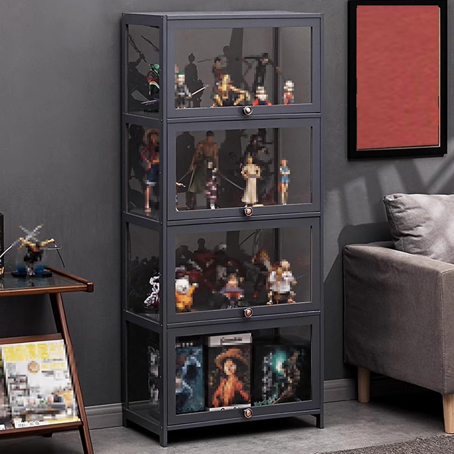 ディスプレイオーガナイザーモデルディスプレイケース、密閉および防塵フリップアップ防塵ドア。お手入れ簡単。強力な耐荷重。収集品やモデル