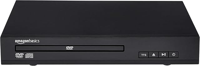 Amazon Basics Mini DVD Player with Text-To-Speech Technology, RCA and Remote Control - Black