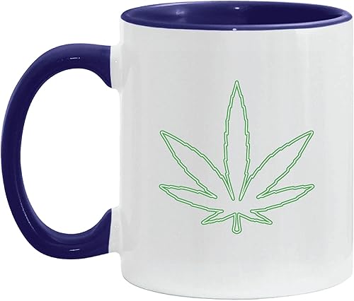 Miniatura 1 de Neon Marihuana Leaf Design Gift for Cannabis Lovers Sweas 11oz 15oz Inner Color Accent Mug