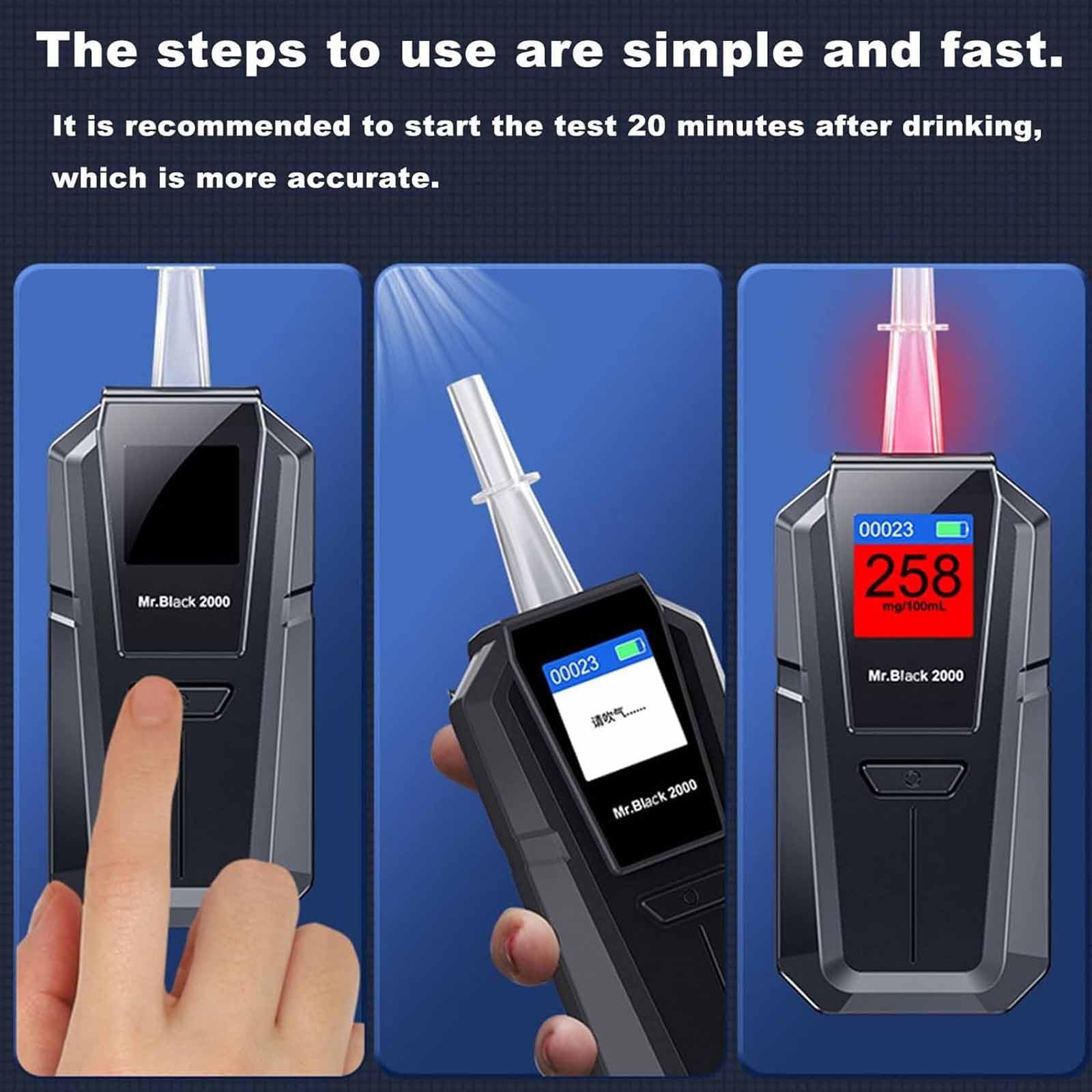 ERICAT Etilometro Portatile, Etilometro Digitale, Analizzatore di Alcol Soffiato, Rilevamento a Doppia modalità E Misurazione Ad Alta Precisione, Salute E Sicurezza, per Ristoranti, Cene di Famiglia