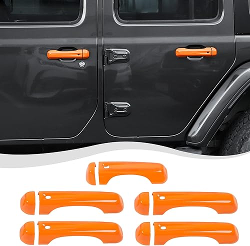 Miniatura 8 de Cubierta de manija de puerta y cubierta de manija del portón trasero, accesorios exteriores para Jeep Wrangler JL JLU 2018-2025 24 puertas (rojo)