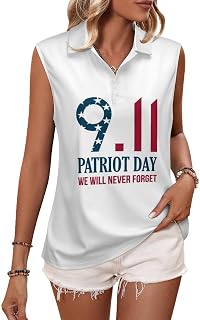 9/11 We Will Never Forget Womens Sleeveless Shirts Business Blouses Polo Tank Tops Summer Golf Shirt