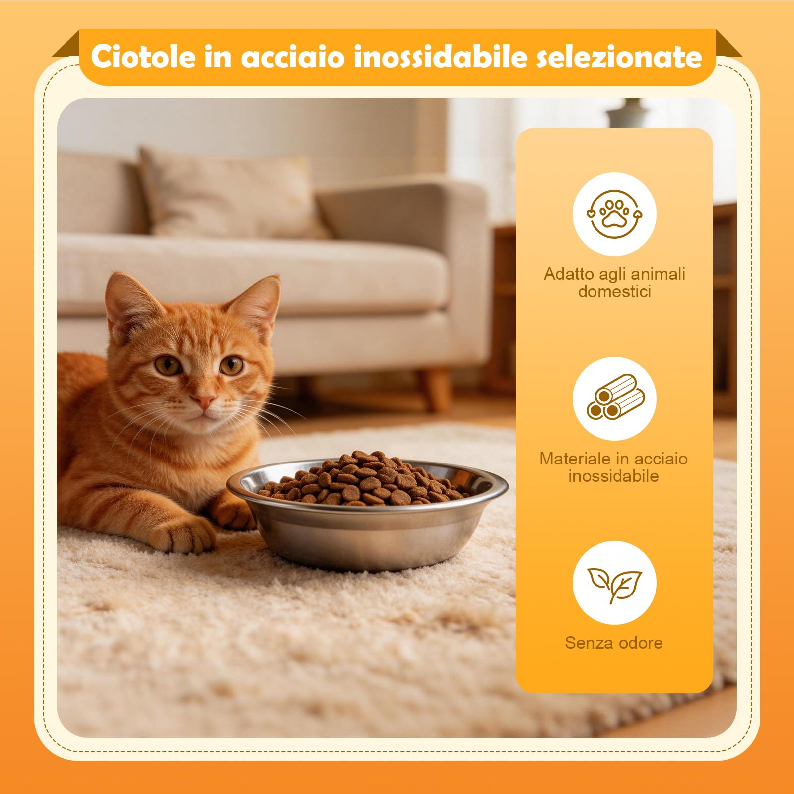 Ciotole per gatti in acciaio inox set di 4 – ciotole piatte lavabili in lavastoviglie per cibo secco e umido