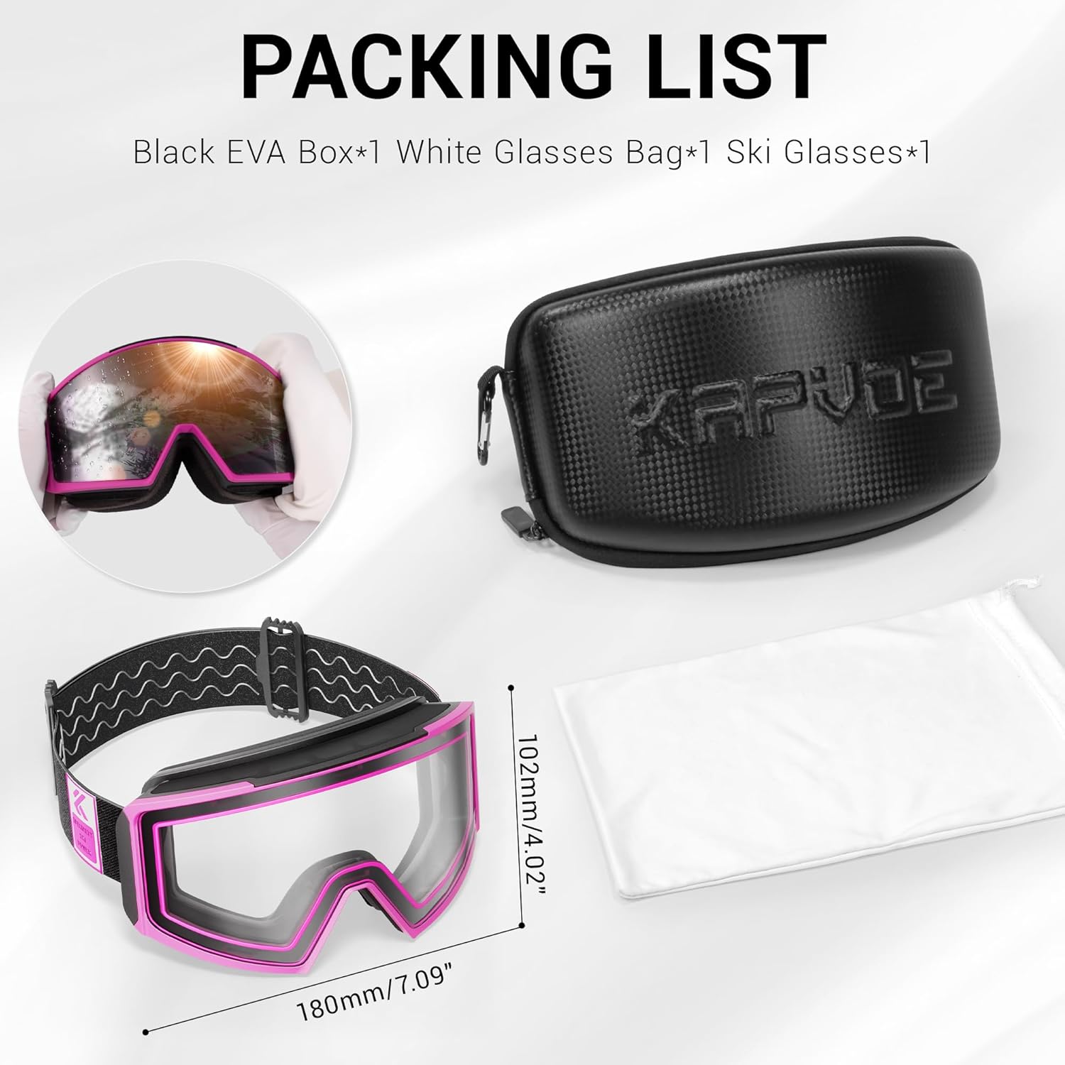 KAPVOE ski goggles Magnetic lens, Anti-fog, UV400 protection, Suitable for men, women and teenagers K719