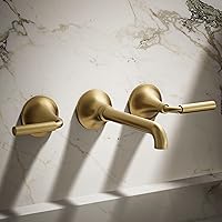 Vista 2 de Kohler T26439-4-2MB Tone Wall-Mount Bathroom Sink Faucet Set, Bathroom Faucet with Two Lever Handles, Vibrant Brushed Moderne Brass