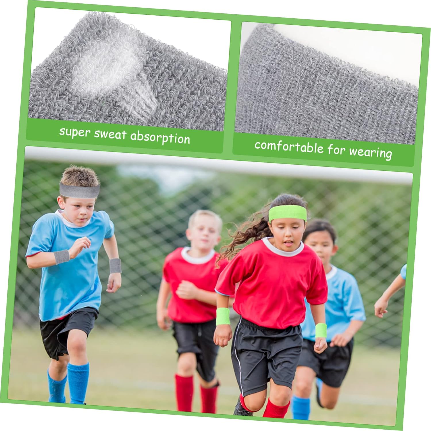 4sets Boy Girl Sweatband Colorful Headbands Wristbands for Boys and Girls and for Sports and Outdoor Activities Comfortable Moisture-Wicking Material