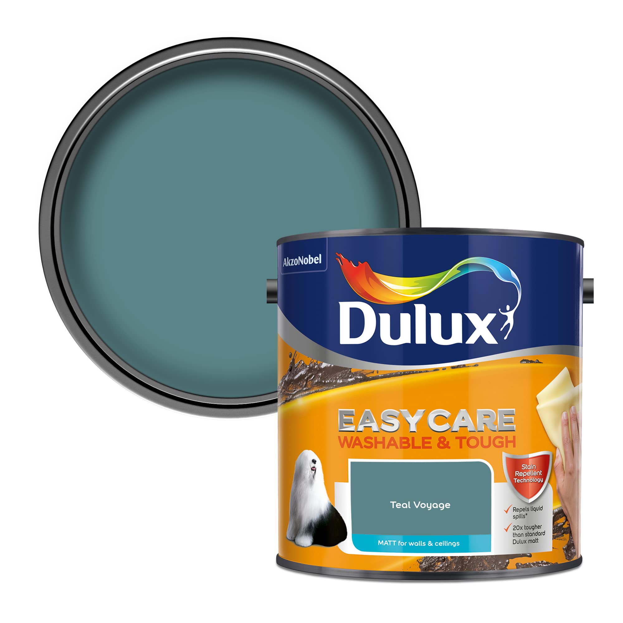Dulux Teal Voyage Easycare Washable & Tough Matt Emulsion Paint - 2.5L