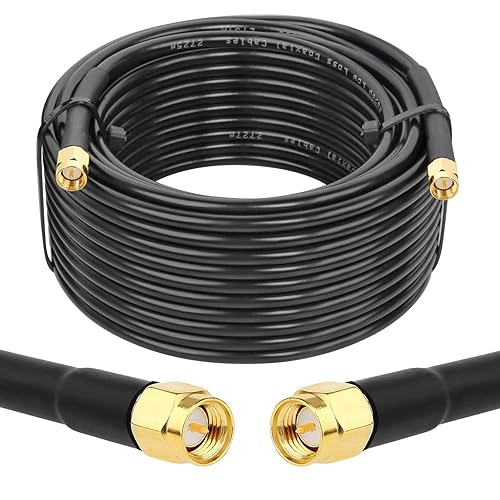 Miniatura 7 de MOOKEERF Cable SMA macho a SMA macho de 10 pies, RG58 SMA Cable 50 ohmios SMA macho a macho, cable coaxial de baja pérdida SMA cable de antena de