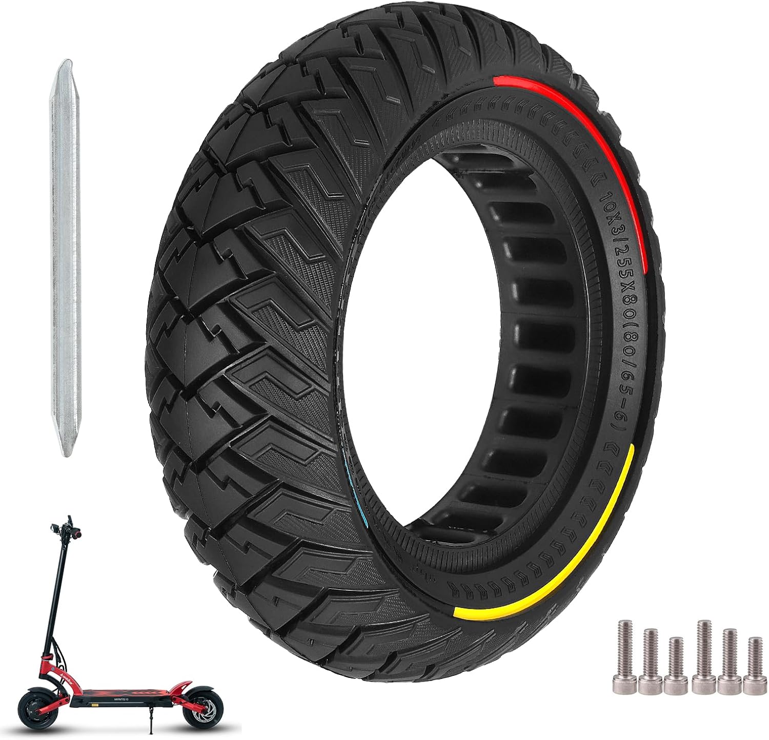 ulip 10 x 3 Scooter Solid Tire 10 Inch Electric Scooter Wheels Replacement Accessories Suitable for Zero 10x Kaabo Wolf Warrior Mantis Scooter 80/65-6,255 * 80 tire color