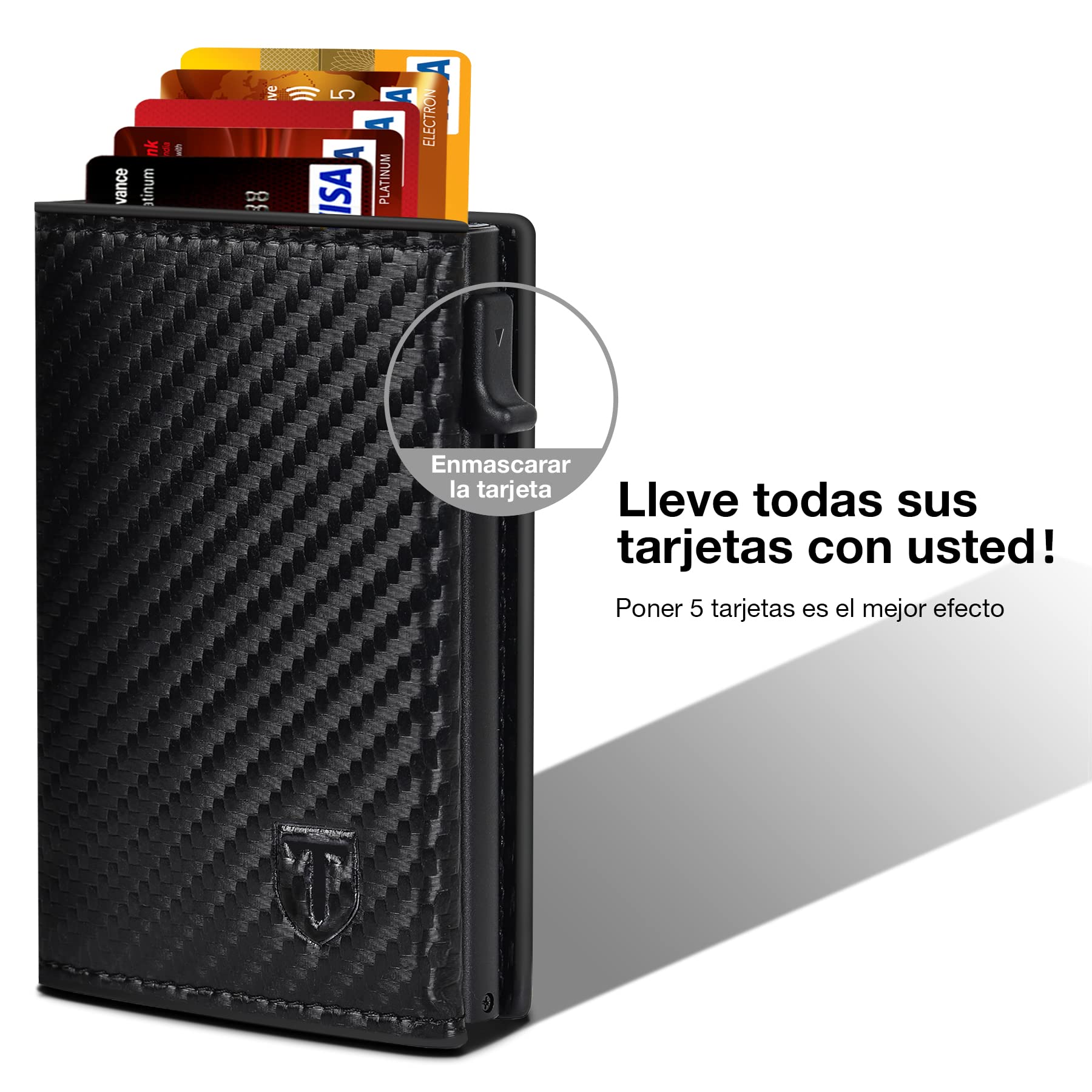 Tarjeteros para Tarjetas de Credito | Cartera para Hombre y Mujer con Monedero | Automática Pop-up Billeteras de Protección RFID | Regalos para Hombres | Negro (B-Negro)