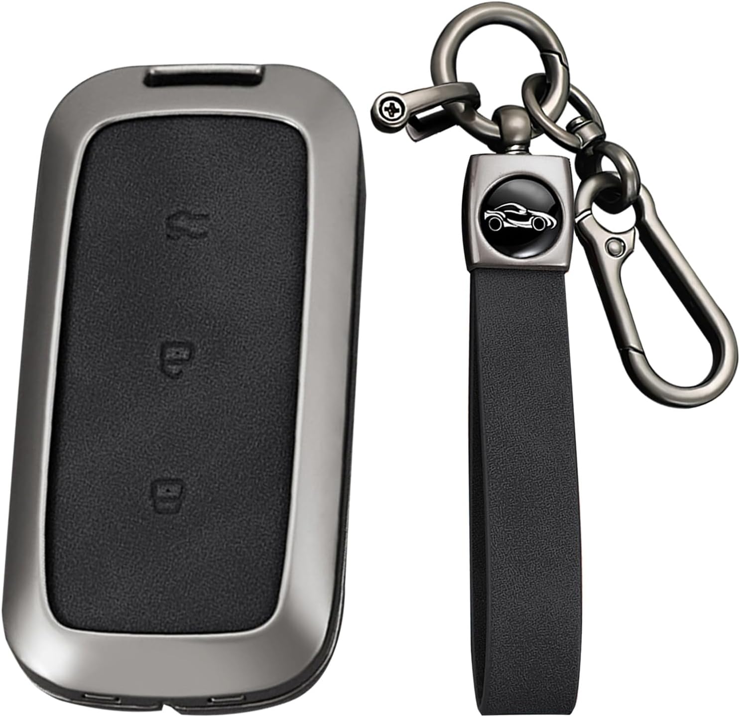 KUNIO For Geely Leather Car Key Fob Cover Case fit for Geely Galaxy EX5 E5 E8 L6 L6 Max 1.5T Plus Air Pro 2025 L7 Xingyao 8 Keychain Zinc Alloy Key Holder Accessories 3 Button A Black